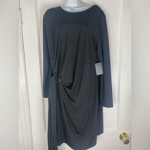 Eloquii Black NWT Nordstrom 16 Long-Sleeve Draped Knot Side Ruched Dress